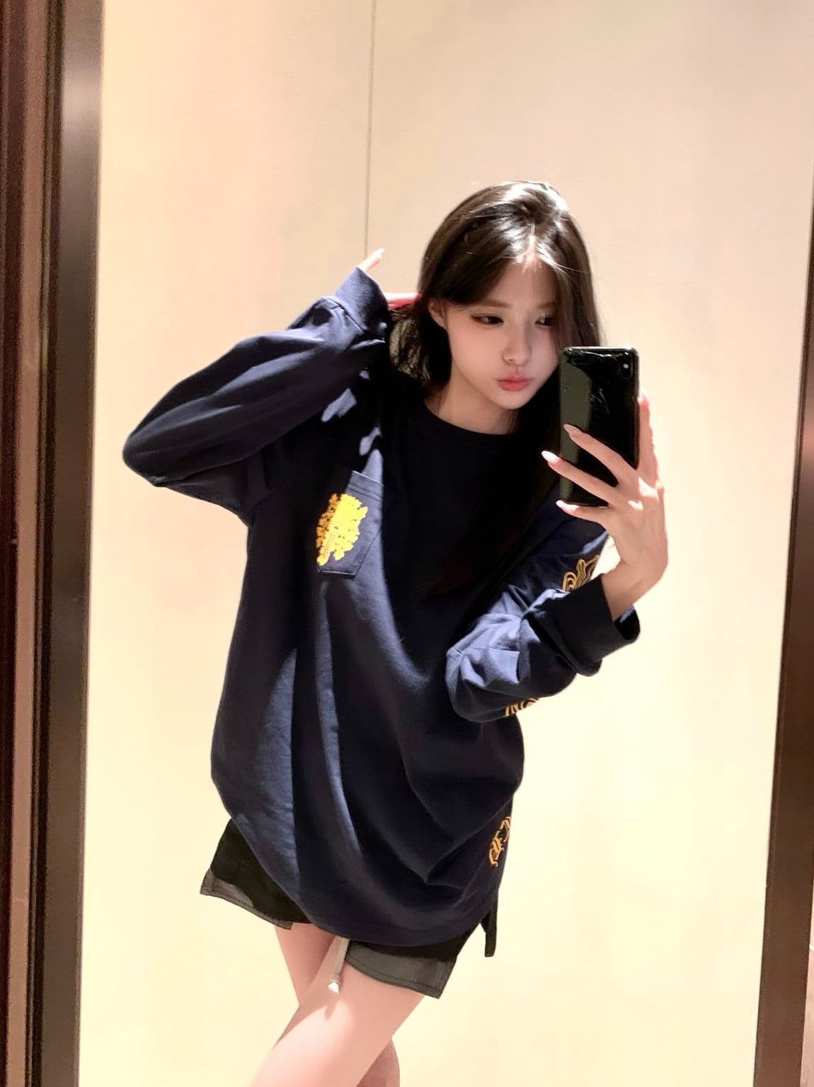 좋은 품질 순면 가을 새로운 아메리칸 포밍 긴팔 티셔츠 여성 한국 스타일 루즈핏 다용도 핫걸 맨위 트렌디 상세 이미지 4