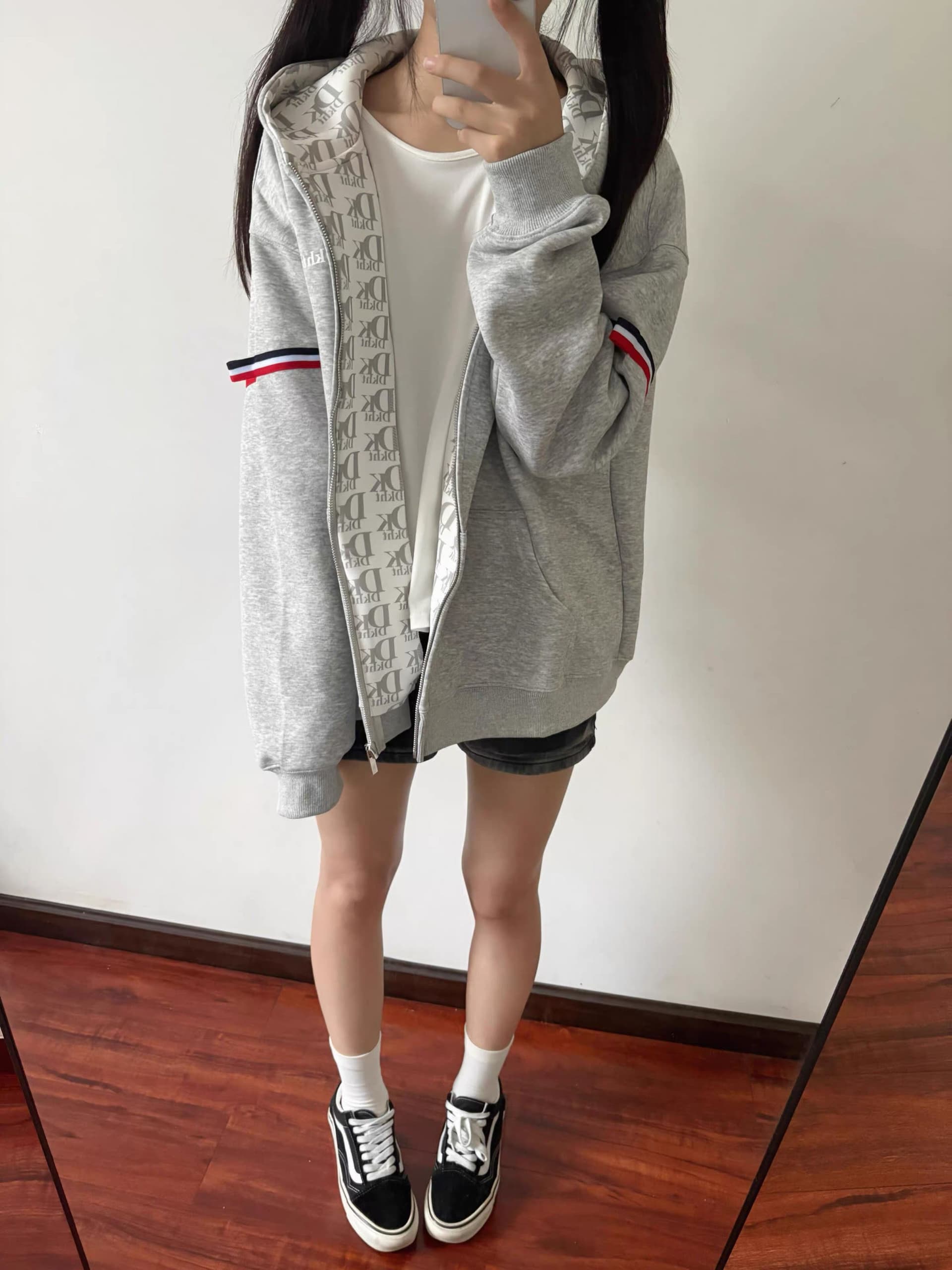 삼색 얇은 스타일 털이 있는 원본 솜씨 인사이드 그리기 리본 순수한 Mianhua 면 복합 후드 티 스웨터 여성 이미지 2