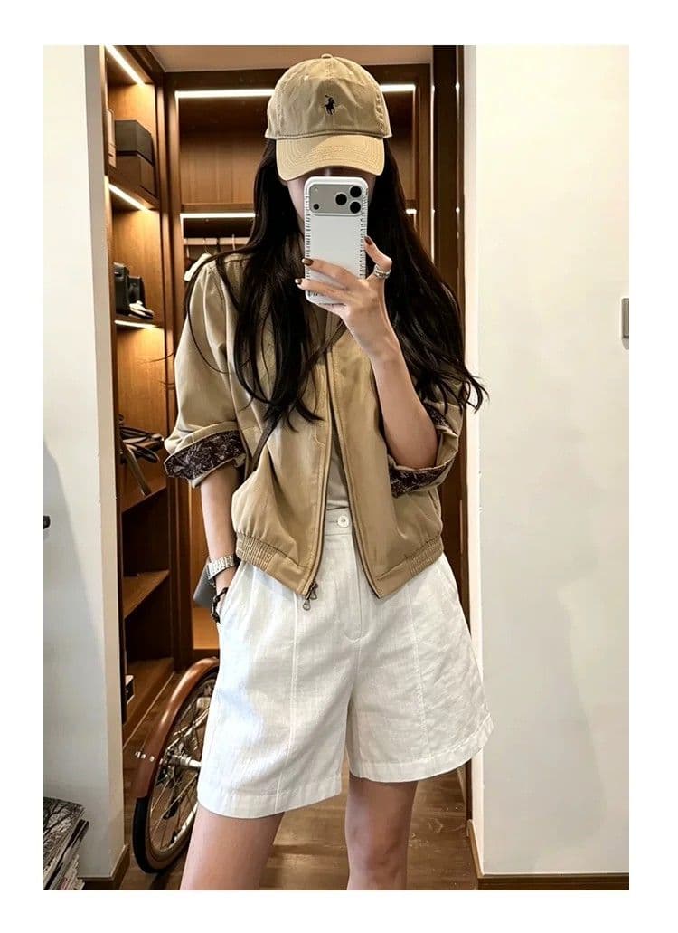 오래된 돈 바람 아마 정장 반바지 여성 여름 새로운 라이 경기 서울 넓은 다리 오부 바지 주간 실크 마 스트레이트 바지 상세 이미지 11