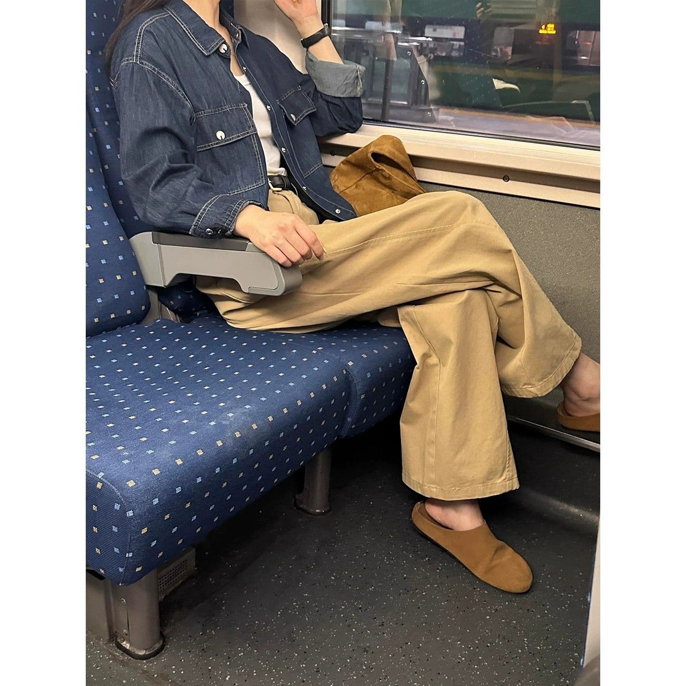 카키 색 넓은 다리 워크웨어 팬츠 여성 가을 새로운 통통한 여동생 mm 루즈핏 슬림해 보이는 일본식 느긋한 느슨함 센스 바지 이미지 4