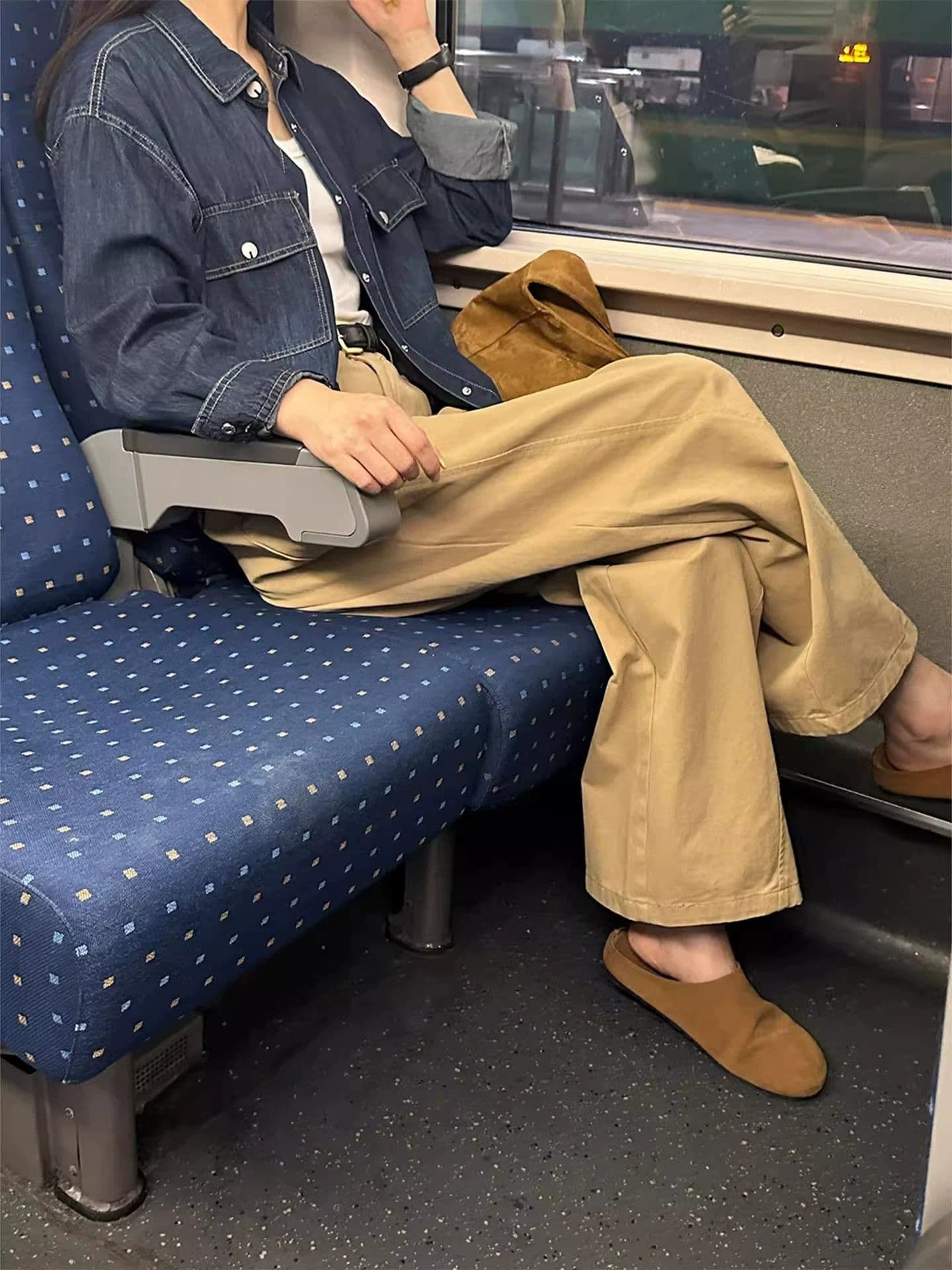 카키 색 넓은 다리 워크웨어 팬츠 여성 가을 새로운 통통한 여동생 mm 루즈핏 슬림해 보이는 일본식 느긋한 느슨함 센스 바지 상세 이미지 4