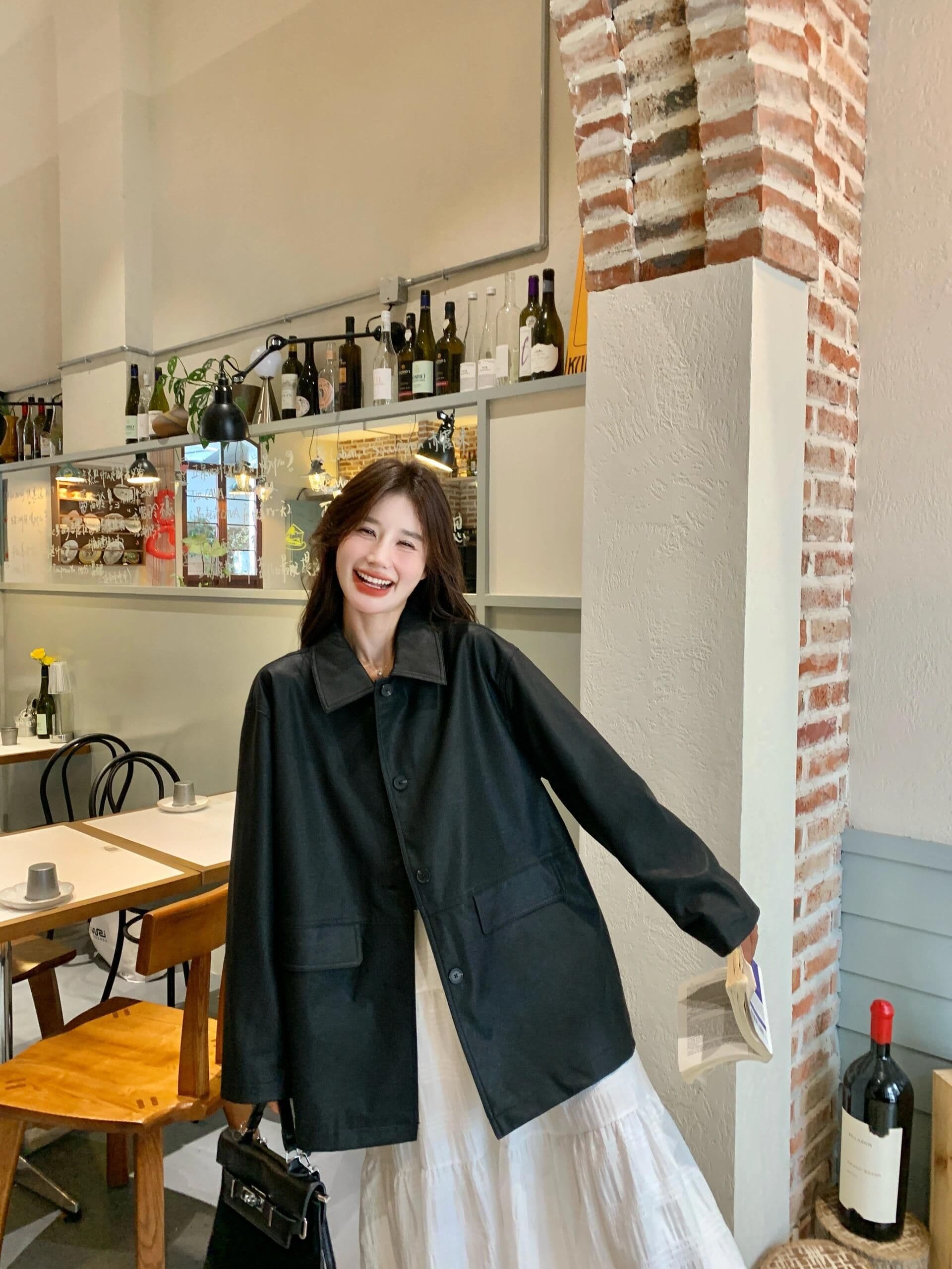 2026 섹션 달콤한 차가운 재킷 여자 올해 봄 인기 새로운 영국식 바람 레트로 외국 가스 검정색 재킷 바람막이 상세 이미지 18