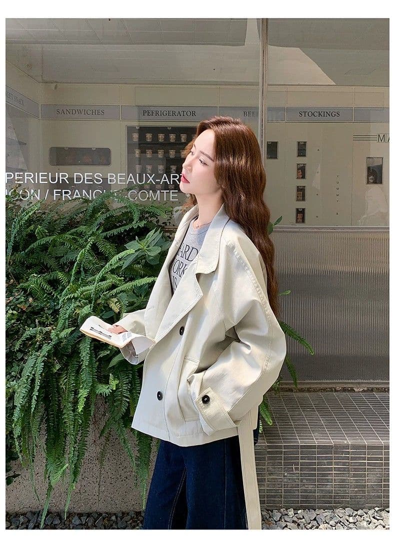 느긋한 품격 고급 센스 쇼트 스타일 바람막이 여성 코트 2026 년 가을 새로운 영국식 바람 스탠드 칼라 허리 수축 맨위 상세 이미지 15