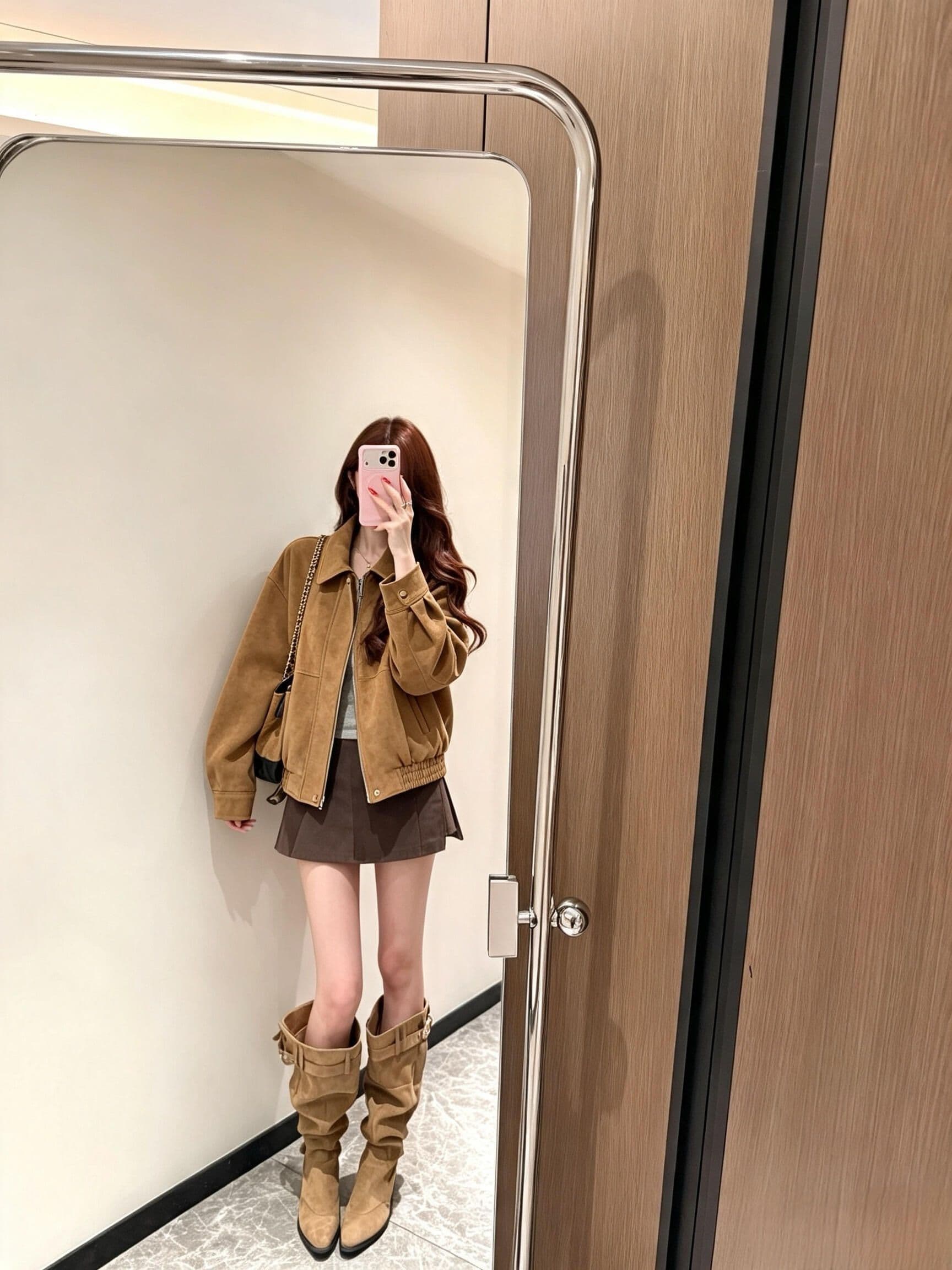 원본 눈꽃 가죽 폴로 칼라 루즈핏 캐주얼 맨위 여성 2026 년 가을 새로운 한 부서 다용도 가죽 재킷 재킷 상세 이미지 4
