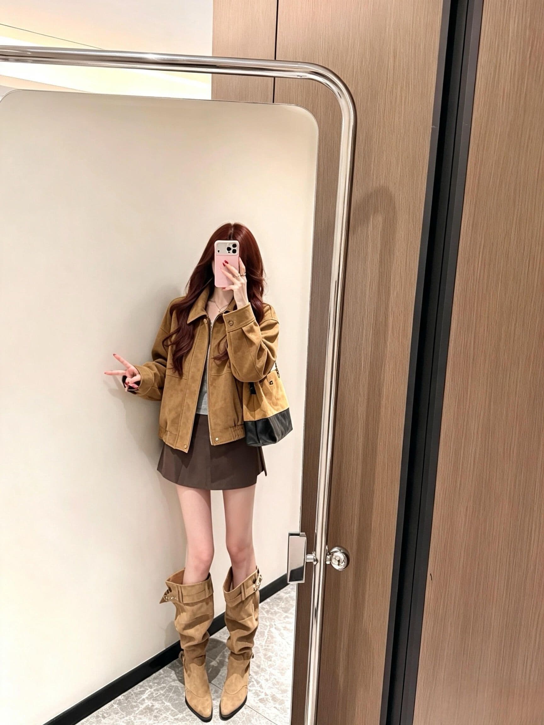 원본 눈꽃 가죽 폴로 칼라 루즈핏 캐주얼 맨위 여성 2026 년 가을 새로운 한 부서 다용도 가죽 재킷 재킷 상세 이미지 5