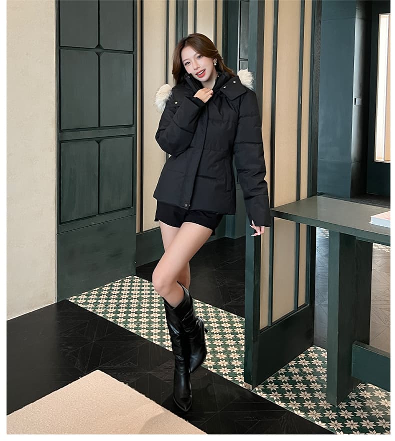 실사 2026 년 아래 면화 의류 여성 겨울 한국 스타일 새로운 큰 모피 칼라 면 옷 미니멀리즘 두꺼운 보온 재킷 상세 이미지 26