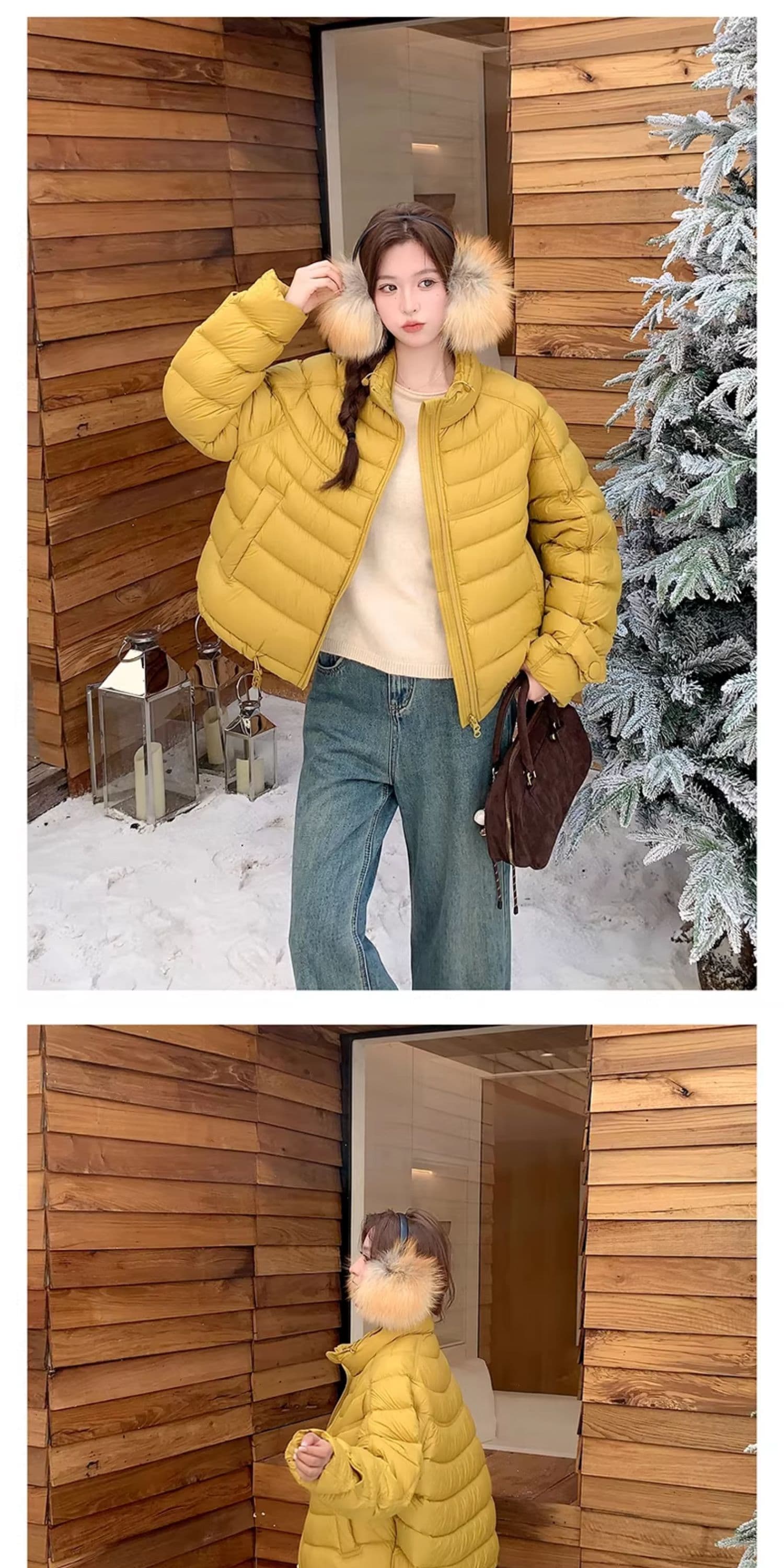 한국 스타일 루즈핏 2026 새로운 다운 재킷 여성 갈비 살 버블 푸 내부 및 외부 같은 재료 거북이 쇼트 스타일 코튼 자켓 상세 이미지 6