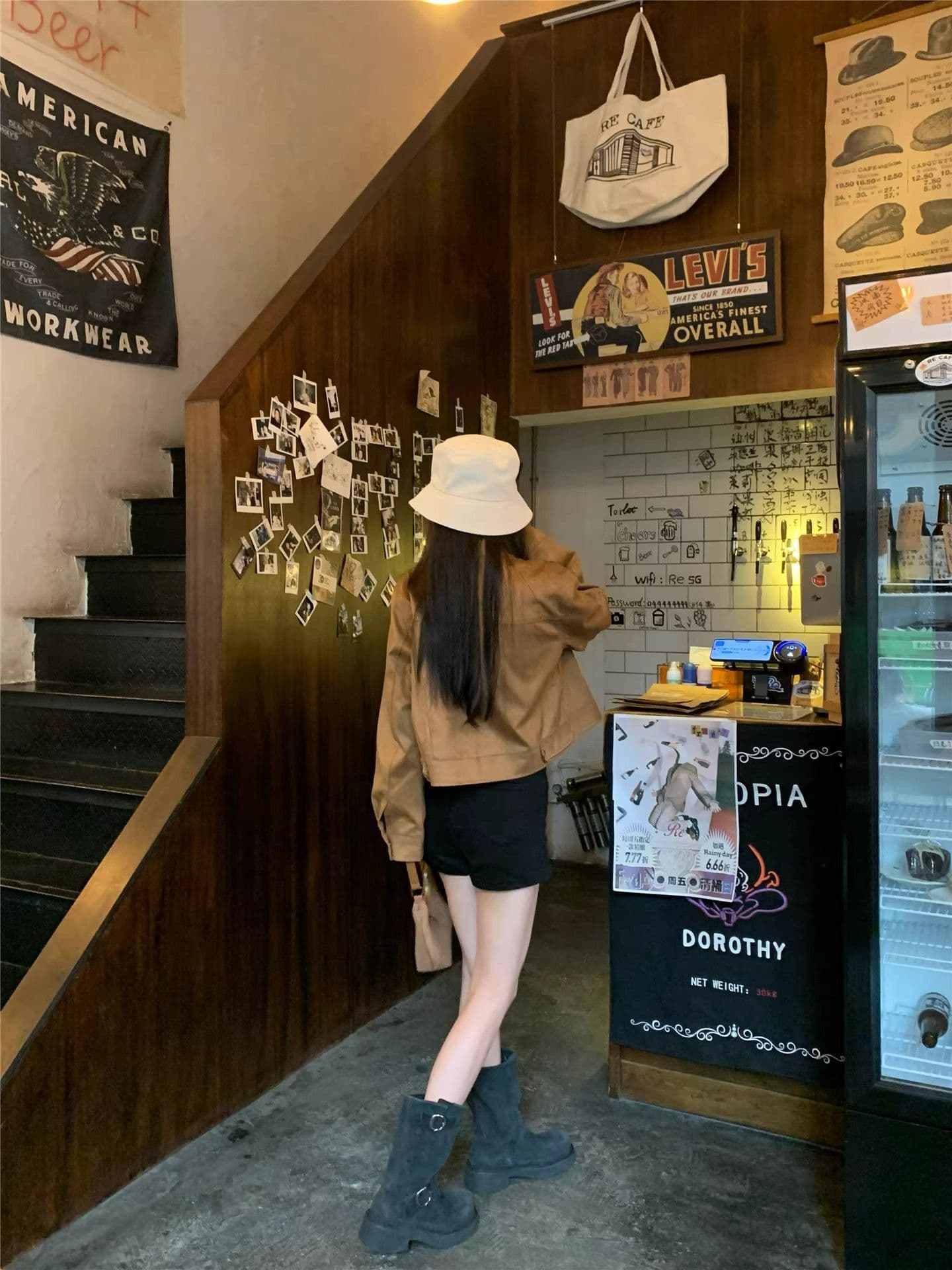 아름다움 라드. 사슴 캐시미어 스탠드 칼라 재킷 여성 코트 2026 가을 새로운 레트로 품격 루즈핏 긴팔 오토바이 서비스 상세 이미지 7