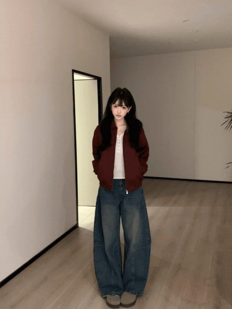 2026 레트로 스웨이드 원단 재킷 여성 봄 가을 아메리칸 루즈핏 폴로 칼라 캐주얼 다용도 재킷 고급 센스 맨위 상세 이미지 3