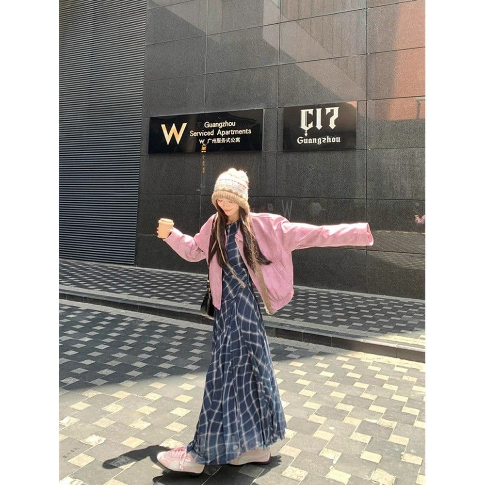 아메리칸 보라색 긴팔 가죽 재킷 여성 코트 2026 가을 새로운 레트로 핫걸 바람 폴로 칼라 품격 재킷 맨위 이미지 5