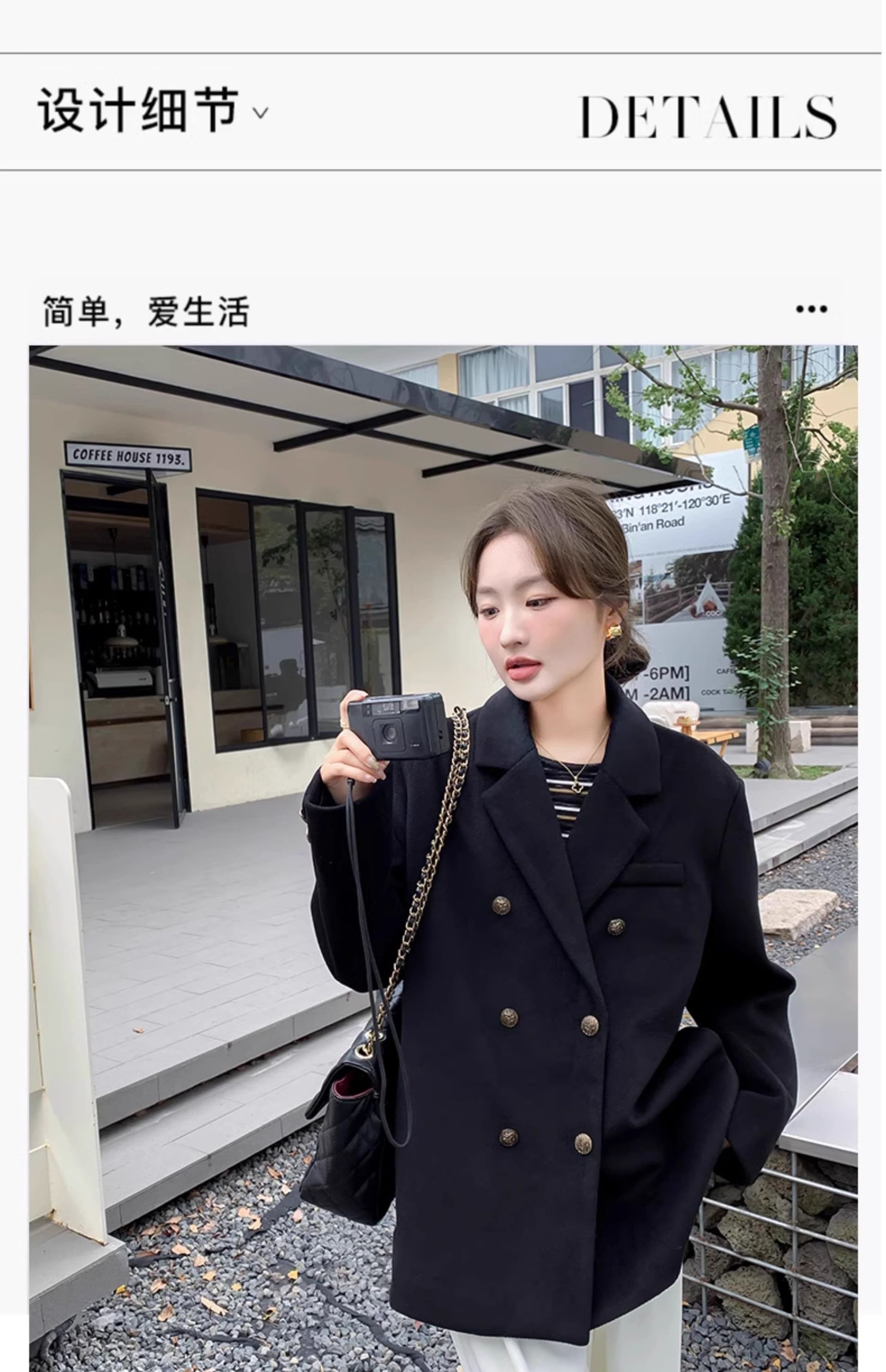 원본 것 모직 정장 여성 코트 가을 겨울 폭발 두꺼운 작은 샤넬 스타일 레트로 쇼트 스타일 모직 코트 상세 이미지 8