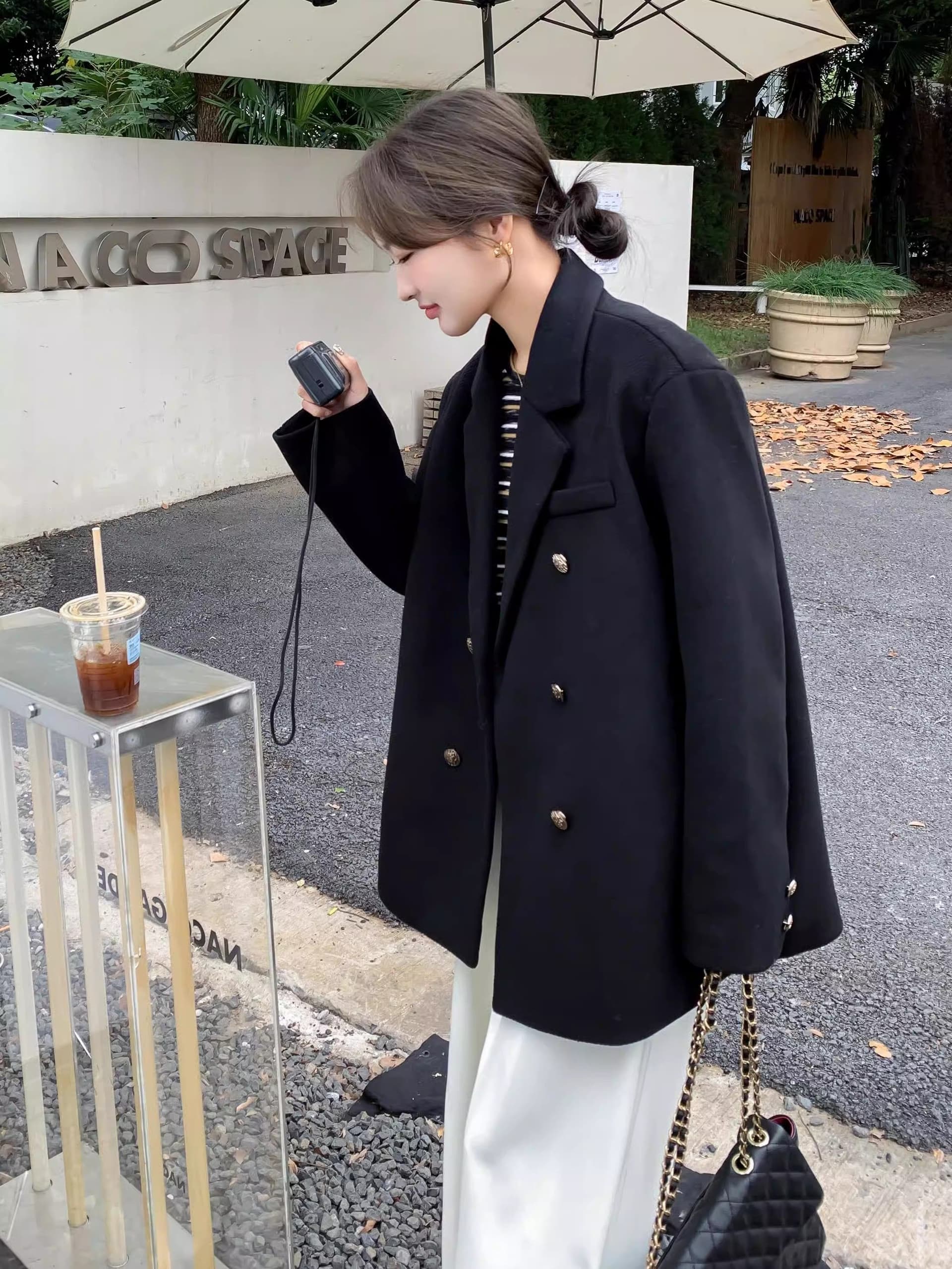 원본 것 모직 정장 여성 코트 가을 겨울 폭발 두꺼운 작은 샤넬 스타일 레트로 쇼트 스타일 모직 코트 상세 이미지 32
