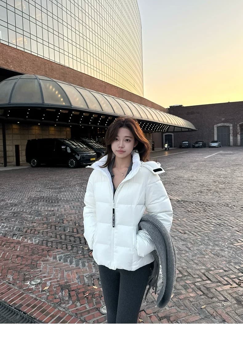 2026 새로운 슈퍼 잘 생긴 얇고 가벼운 갈비 살 몸매 가꾸기 아래 면화 의류 여성 후드 쇼트 스타일 보온 커플 겨울 여성 코트 상세 이미지 12