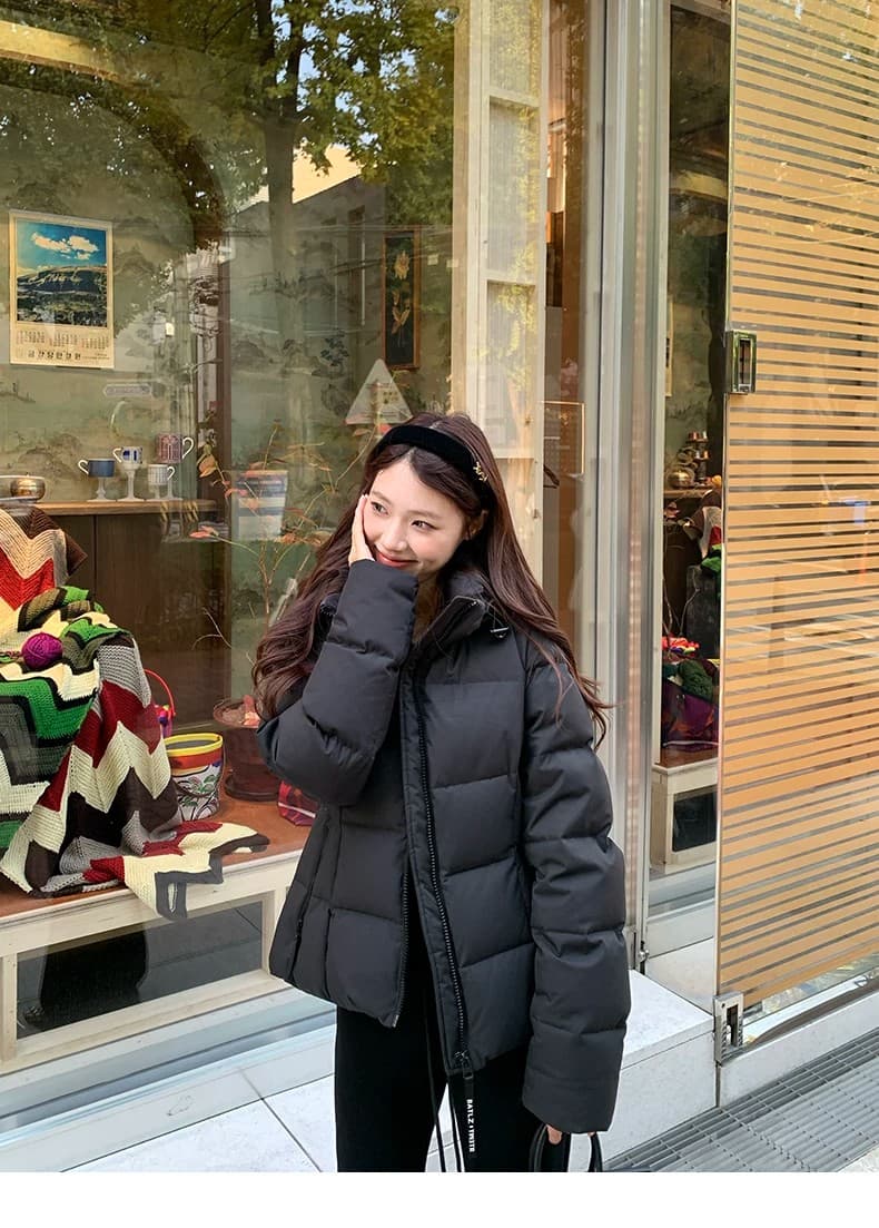 2026 새로운 슈퍼 잘 생긴 얇고 가벼운 갈비 살 몸매 가꾸기 아래 면화 의류 여성 후드 쇼트 스타일 보온 커플 겨울 여성 코트 상세 이미지 32