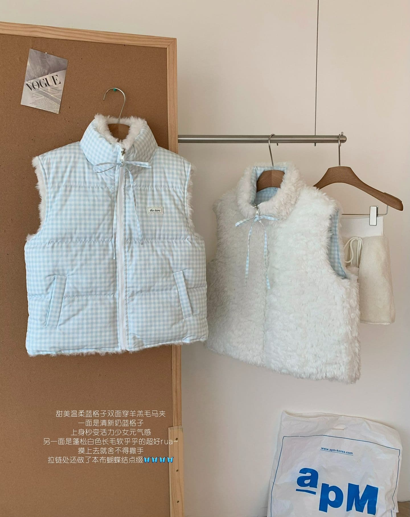 theture 첫 눈 달콤한 섬 다운 재킷 베스트 여성 코트 스탠드 칼라 두꺼운 보온 조끼 가을 겨울 새로운 체크무늬 상세 이미지 7