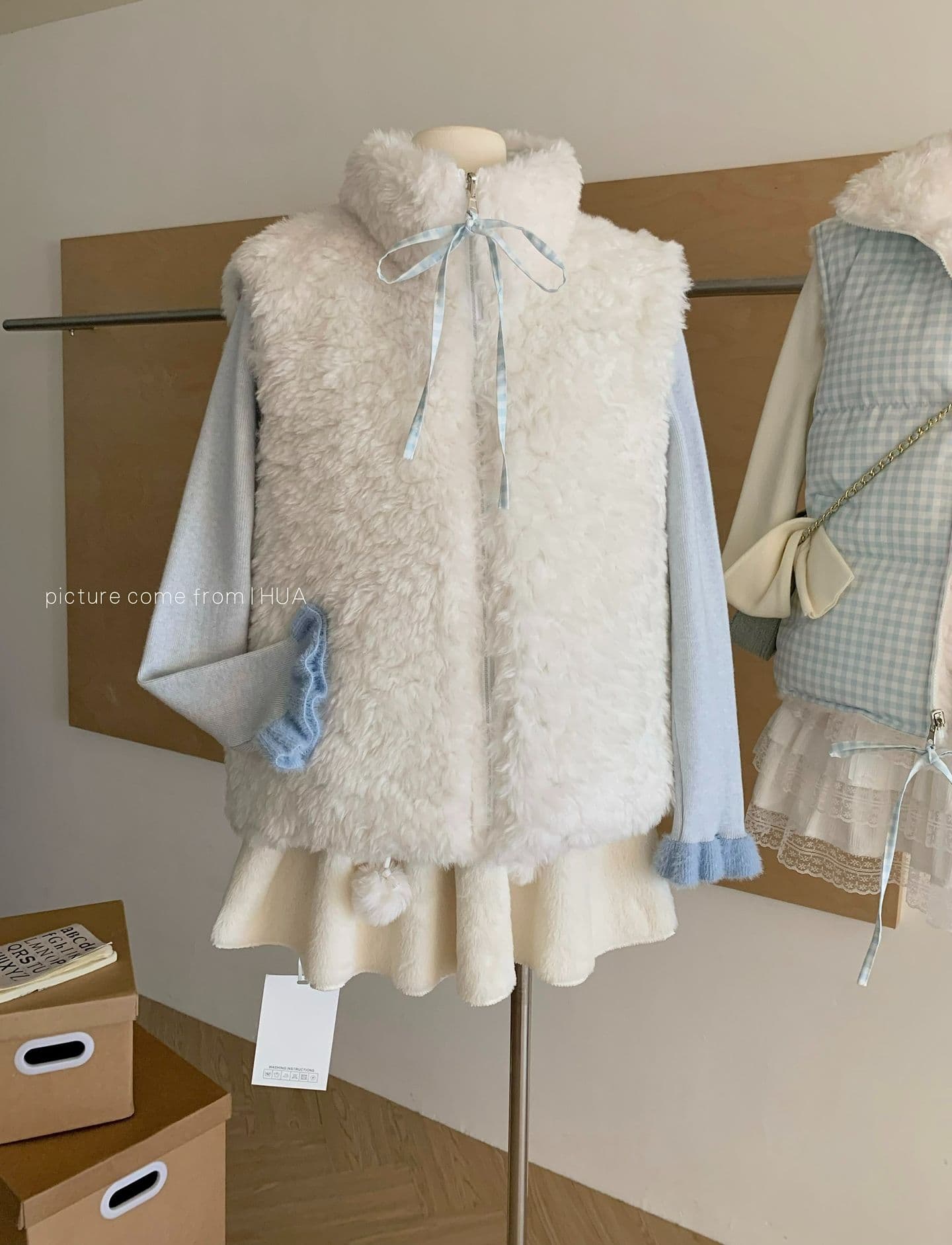 theture 첫 눈 달콤한 섬 다운 재킷 베스트 여성 코트 스탠드 칼라 두꺼운 보온 조끼 가을 겨울 새로운 체크무늬 상세 이미지 12