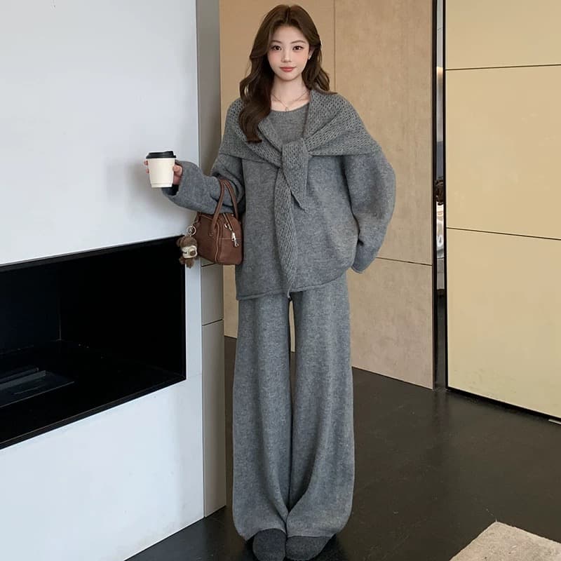 신제품 임산부 가을 겨울 의류 2026 새로운 임산부 느슨함 센스 게으른 세트 3종 세트 경기 홀로우 아웃 삼각형 목도리 이미지 5