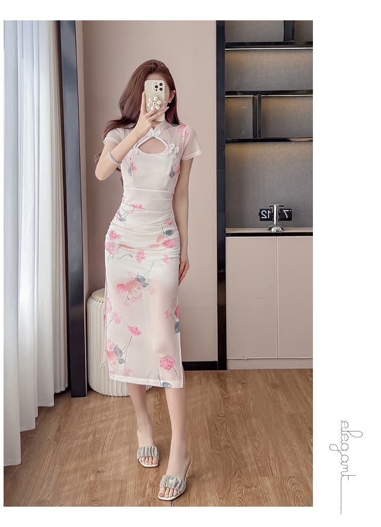 실사 고급 센스 민족 스타일 2026 영 섹션 소녀 망사 개선 치파오 슈퍼 몸매 가꾸기 슬림해 보이는 드레스 상세 이미지 22