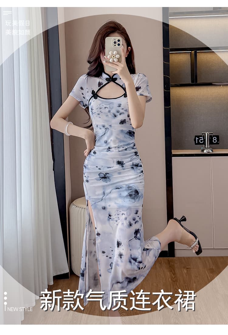 실사 고급 센스 민족 스타일 2026 영 섹션 소녀 망사 개선 치파오 슈퍼 몸매 가꾸기 슬림해 보이는 드레스 상세 이미지 3