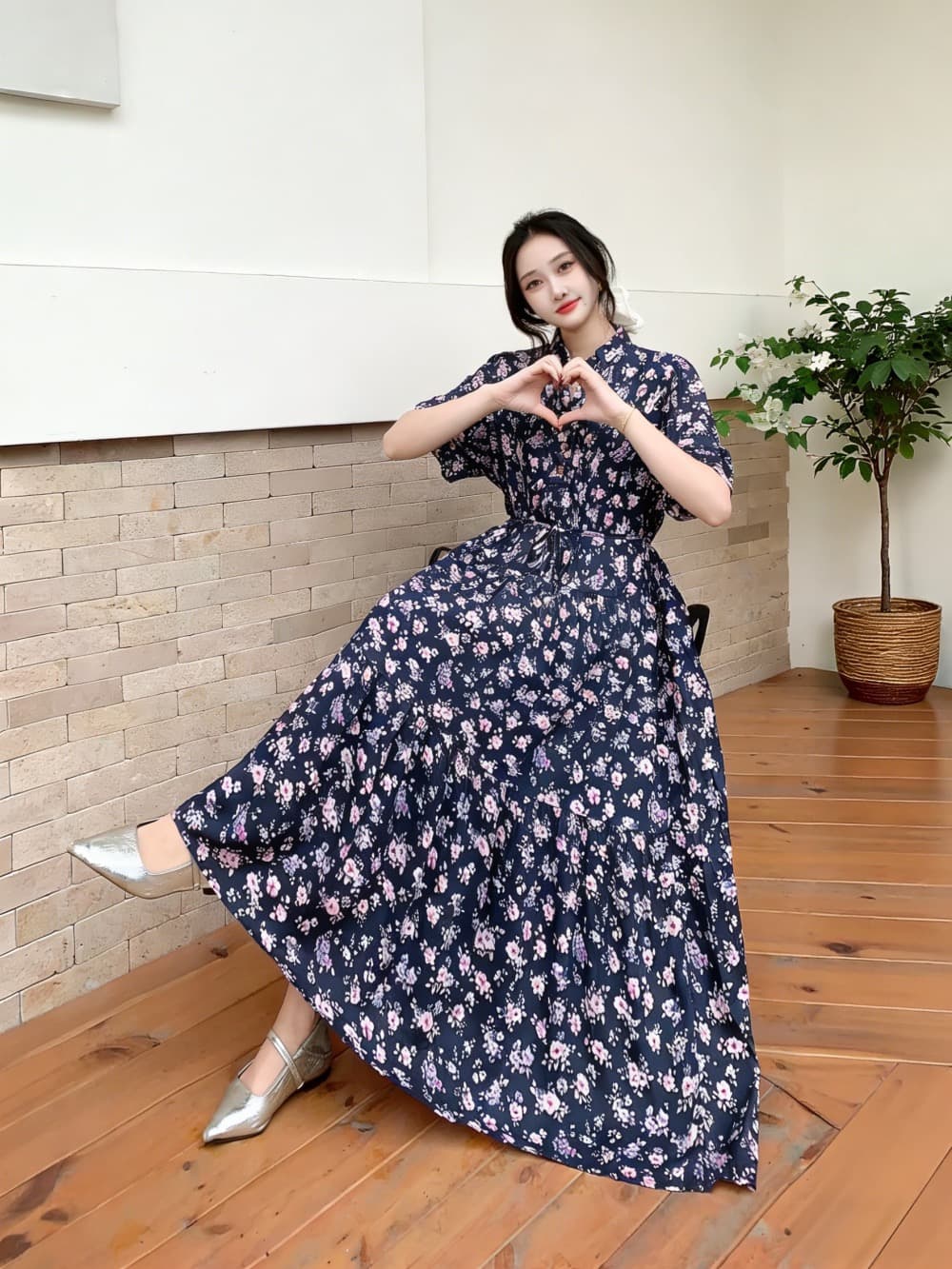 국경 간 슬림해 보이는 면 실크 꽃무늬 드레스 보헤미안 허리밴드 해변 여행 마이크로 지방 임산부 여름 길다 치마 상세 이미지 17