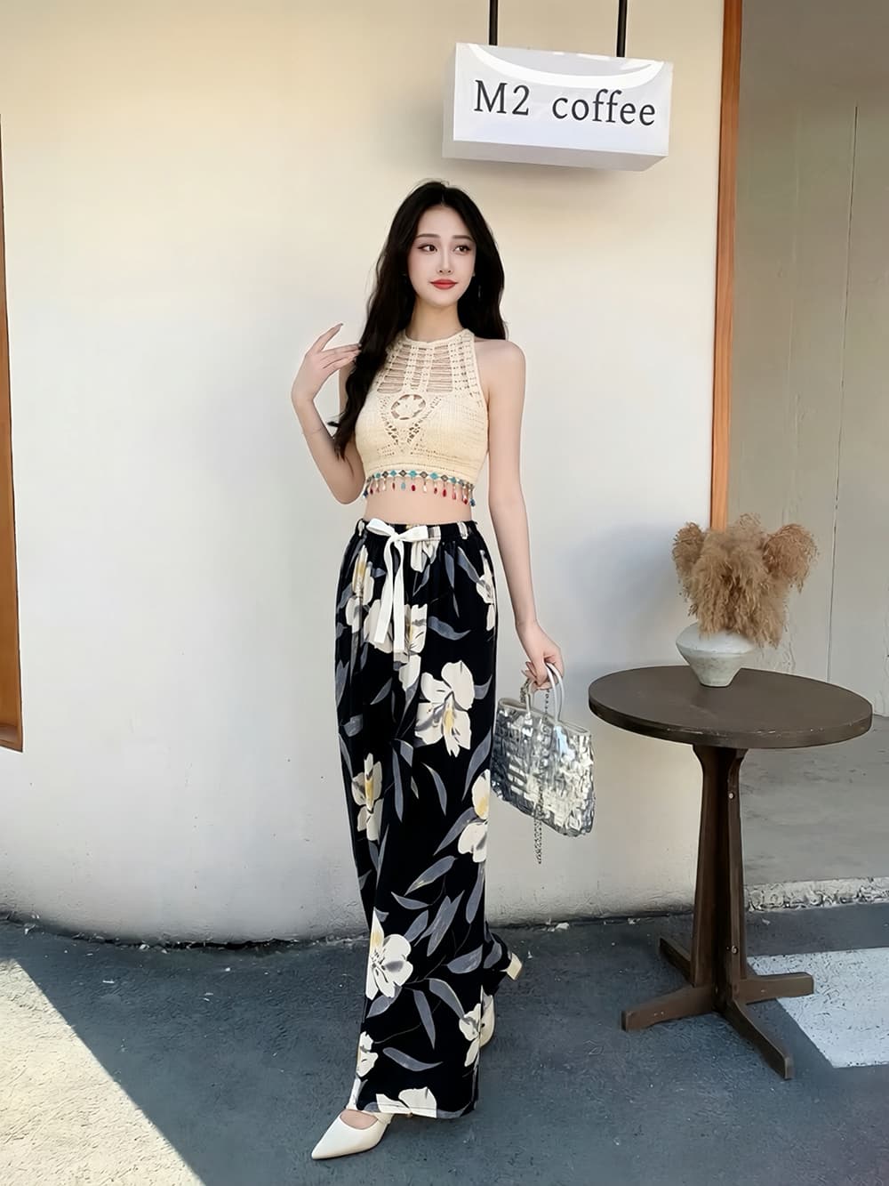 국경 간 대외 무역 보헤미안 민족 스타일 프린트 후아 서울 면 와이드 레그 팬츠 9부 바지 여성 여행 휴가 바지 상세 이미지 11
