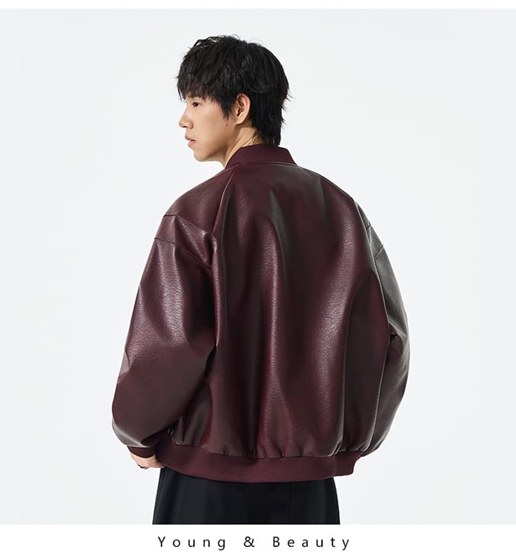 가을 새로운 작은 대중 버블 가죽 pu 오토바이 스트리트 패션 트렌드 일본식 중성 바람 폴로 칼라 재킷 상세 이미지 22