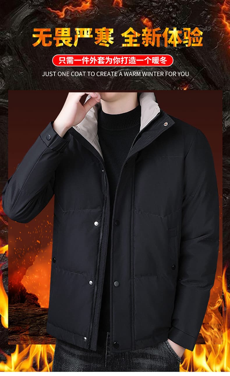 겨울 면 옷 남자 트렌드 루즈핏 스탠드 칼라 아래 면화 의류 캐주얼 패션 보온 중청년 목화 진딧물 상세 이미지 1