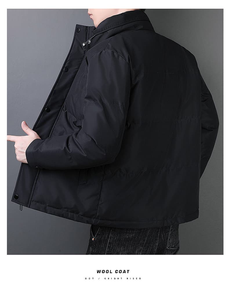겨울 면 옷 남자 트렌드 루즈핏 스탠드 칼라 아래 면화 의류 캐주얼 패션 보온 중청년 목화 진딧물 상세 이미지 15