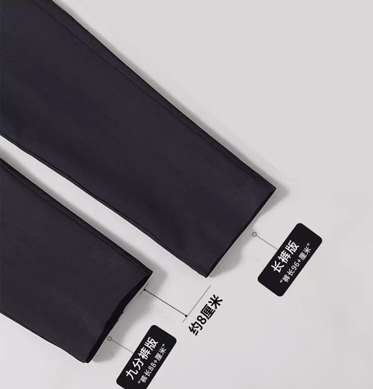 단색 여름 얼음 실크 높음 폭탄 남성 슬랙스 비즈니스 얇은 스타일 루즈핏 도루 센스 스트레이트 9부 바지 빛 럭셔리 저항 주름 상세 이미지 2
