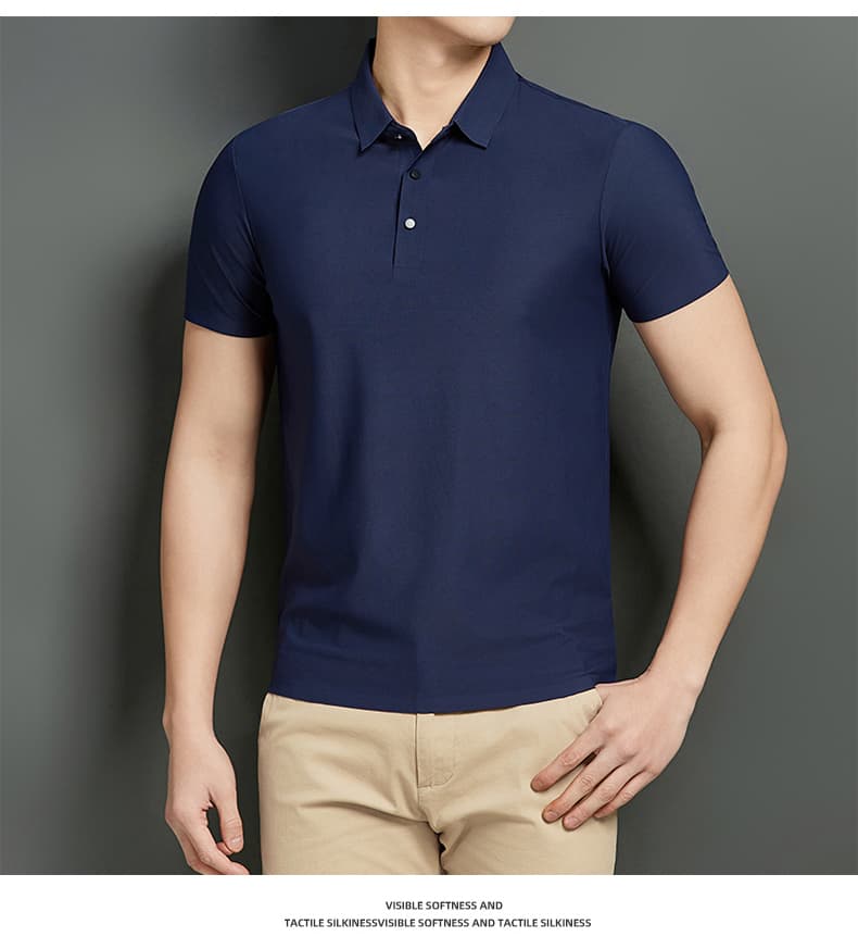 여름 새로운 트렌드 다용도 부드럽다 편안함 맨위 빛 럭셔리 비즈니스 POLO 셔츠 속도 건조한 차가운 통기성 반팔 상세 이미지 9