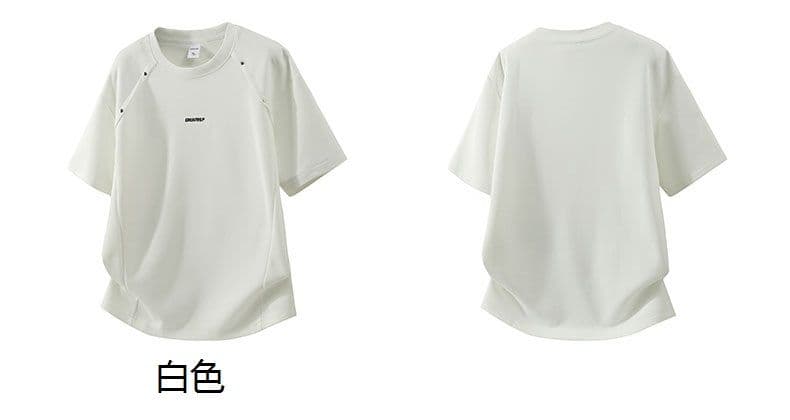 여름 얇은 스타일 순면 징 라운드 넥 반팔 티셔츠 남자 트렌드 아메리칸 디자인 센스 루즈핏 자수 반소매 t 상세 이미지 3