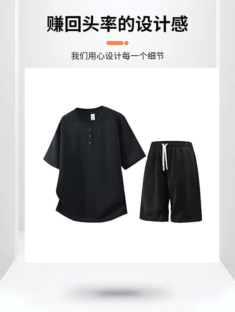 세트 반바지 반팔 조수 브랜드 아메리칸 캐주얼 티셔츠 남자 여름 루즈핏 라운드 넥 다용도 맨위 남성 반소매 상세 이미지 14
