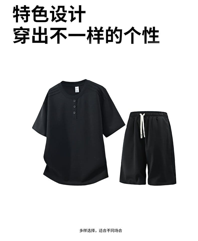 세트 반바지 반팔 조수 브랜드 아메리칸 캐주얼 티셔츠 남자 여름 루즈핏 라운드 넥 다용도 맨위 남성 반소매 상세 이미지 19
