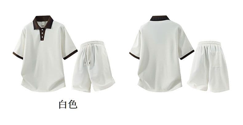세트 반바지 반팔 티셔츠 소년 여름 새로운 루즈핏 트렌드 다용도 통기성 반소매 라운드 넥 자수 맨위 상세 이미지 5