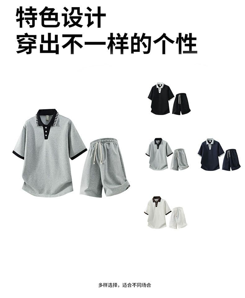 세트 반바지 반팔 티셔츠 소년 여름 새로운 루즈핏 트렌드 다용도 통기성 반소매 라운드 넥 자수 맨위 상세 이미지 19