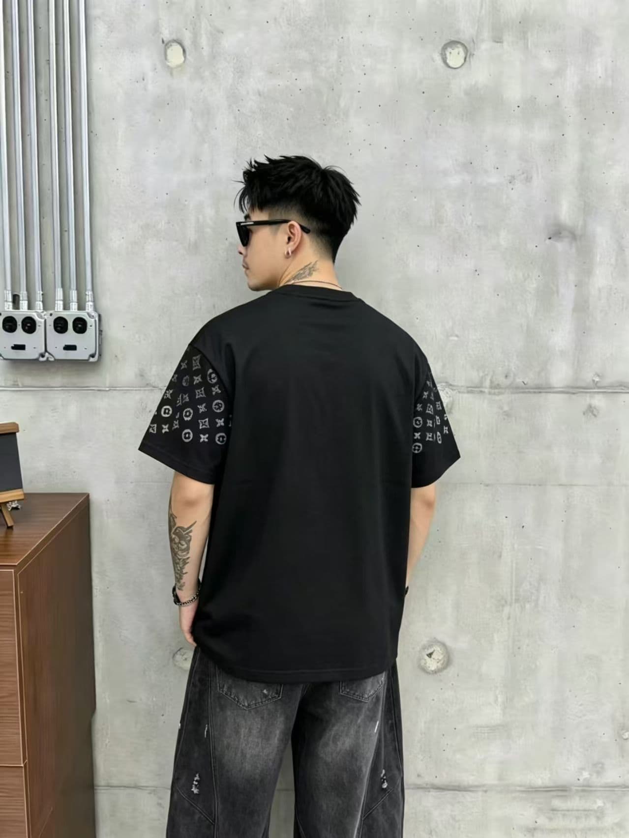 높은 품질 면 프로 피부 통기성 청소년 트렌디 에디션 그라데이션 포밍 공예 실광택 코튼 조수 브랜드 캐주얼 루즈핏 티셔츠 상세 이미지 8