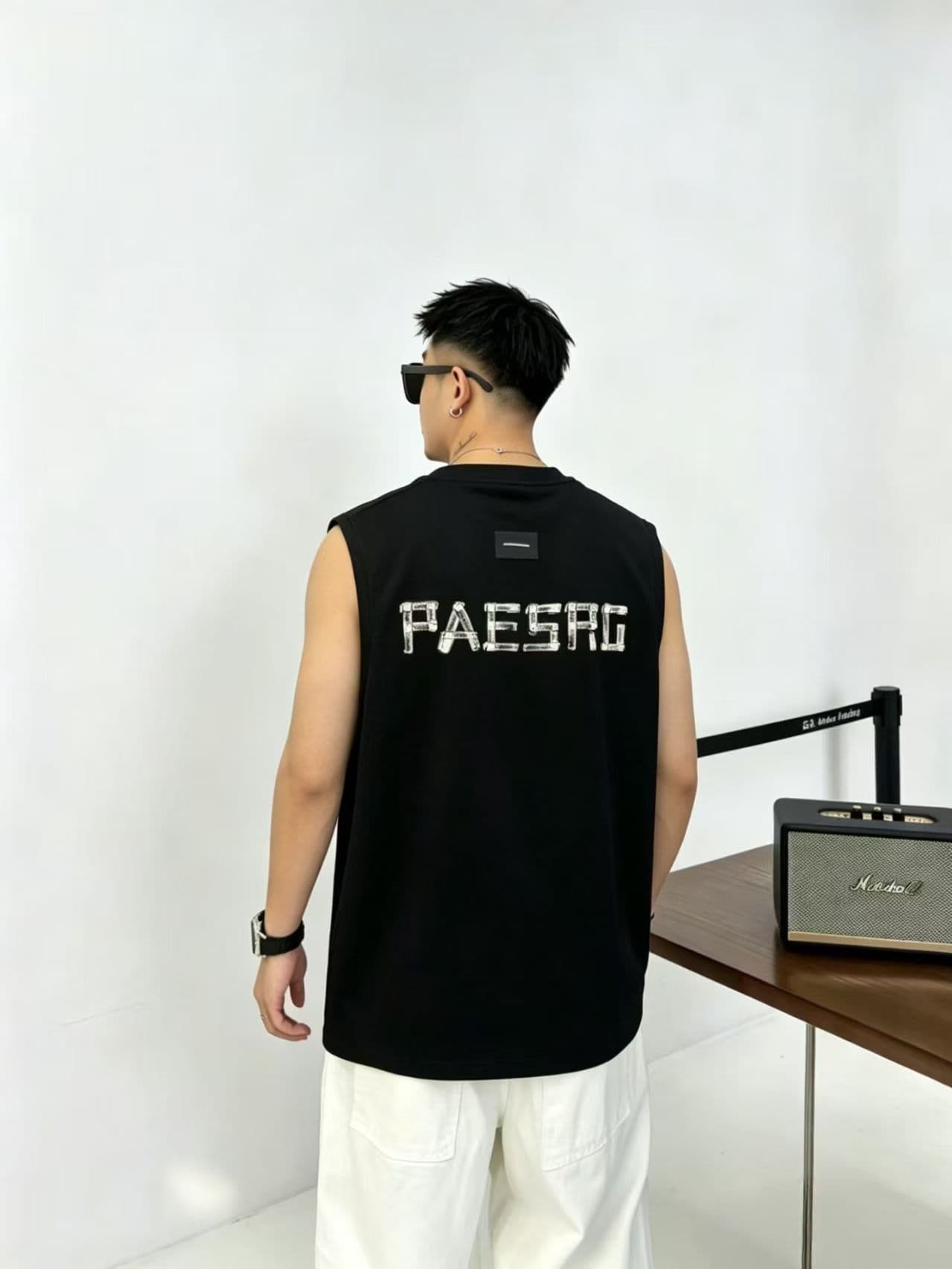 높은 품질 면 프로 피부 통기성 청소년 트렌디 에디션 양면 프린트 로마 실광택 코튼 조수 브랜드 캐주얼 루즈핏 조끼 상세 이미지 7
