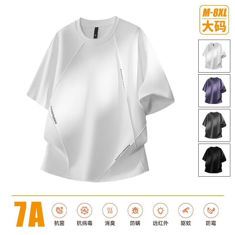 새로운 프로 소년 트렌디 에디션 7a 항균 불규칙 압력 라인 프린트 루즈핏 캐주얼 빅 사이즈 반팔 티셔츠
