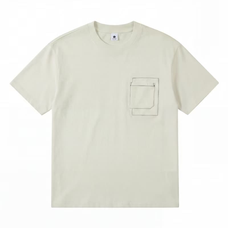 국경 간 높은 품질 순면 패션 남성 반팔 루오 Na 높음 폭탄 차가운 센스 조수 브랜드 루즈핏 구조 섹션 주머니 티셔츠 상세 이미지 5