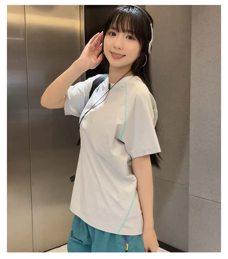 여름 흔들어서 톤 생방송 폭발 같은 단락 케이블 루오 Na 속도 건조한 조수 브랜드 커플 핫셀블라드 선 반팔 커플 티셔츠 상세 이미지 17