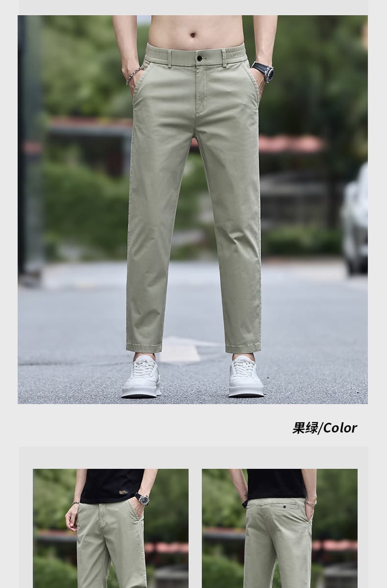 새로운 여름 단색 얇은 스타일 클래식 섹션 프로 피부 편안함 통기성 비즈니스 캐주얼 스트레이트 9부 바지 상세 이미지 12