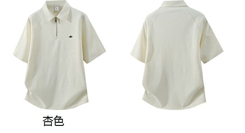 하프 지퍼 조수 브랜드 여름 POLO 셔츠 남성 루즈핏 캐주얼 순면 폴로 칼라 고급 미니멀리즘 비즈니스 반팔 티셔츠 상세 이미지 3