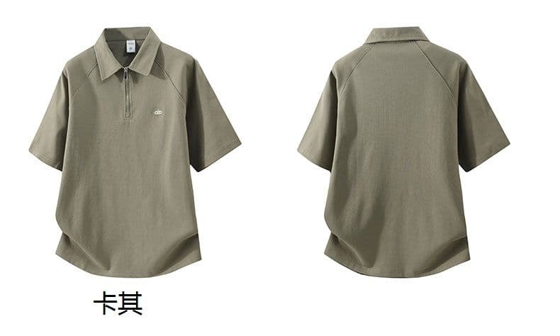 하프 지퍼 조수 브랜드 여름 POLO 셔츠 남성 루즈핏 캐주얼 순면 폴로 칼라 고급 미니멀리즘 비즈니스 반팔 티셔츠 상세 이미지 4
