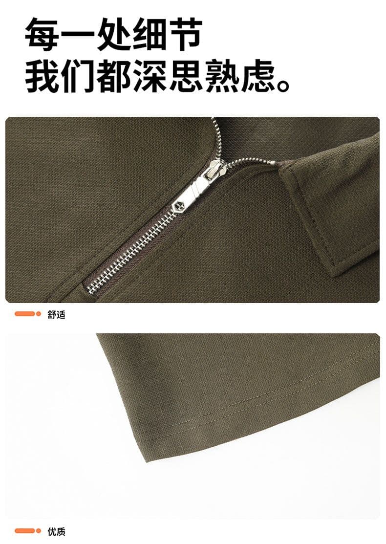 하프 지퍼 조수 브랜드 여름 POLO 셔츠 남성 루즈핏 캐주얼 순면 폴로 칼라 고급 미니멀리즘 비즈니스 반팔 티셔츠 상세 이미지 17