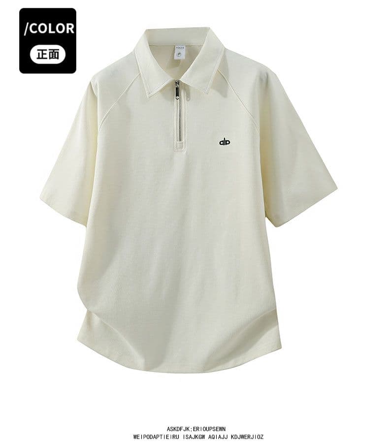 하프 지퍼 조수 브랜드 여름 POLO 셔츠 남성 루즈핏 캐주얼 순면 폴로 칼라 고급 미니멀리즘 비즈니스 반팔 티셔츠 상세 이미지 22