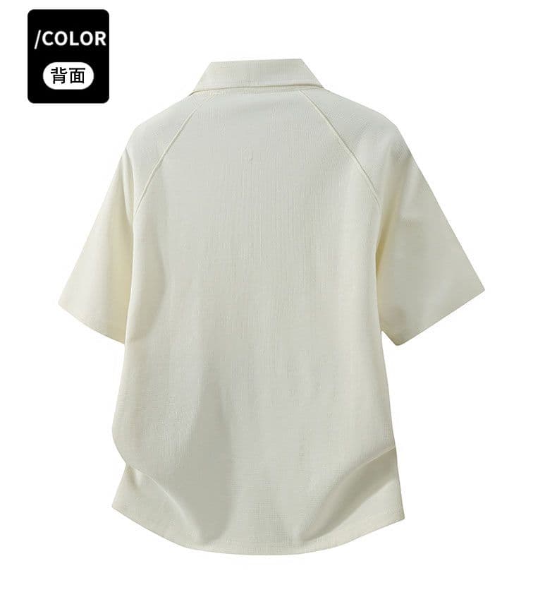 하프 지퍼 조수 브랜드 여름 POLO 셔츠 남성 루즈핏 캐주얼 순면 폴로 칼라 고급 미니멀리즘 비즈니스 반팔 티셔츠 상세 이미지 23