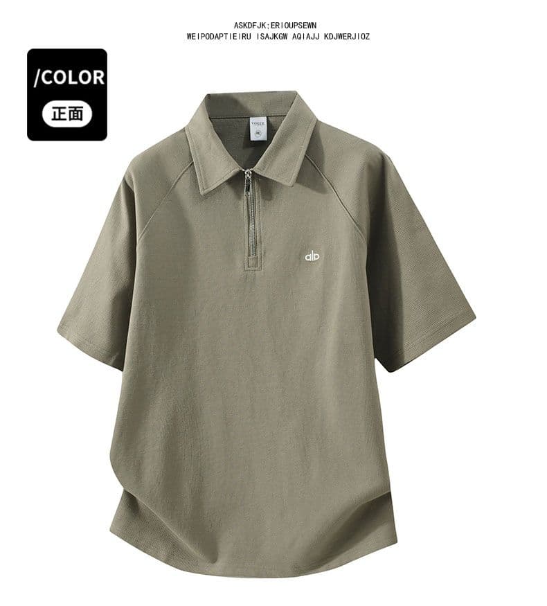 하프 지퍼 조수 브랜드 여름 POLO 셔츠 남성 루즈핏 캐주얼 순면 폴로 칼라 고급 미니멀리즘 비즈니스 반팔 티셔츠 상세 이미지 24