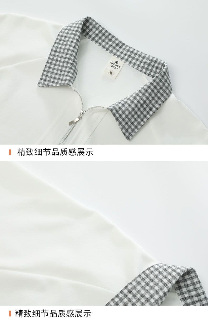 조수 브랜드 아메리칸 티셔츠 하프 지퍼 디자인 센스 반팔 POLO 셔츠 남성 루즈핏 캐주얼 단색 폴로 칼라 남자 맨위 상세 이미지 29
