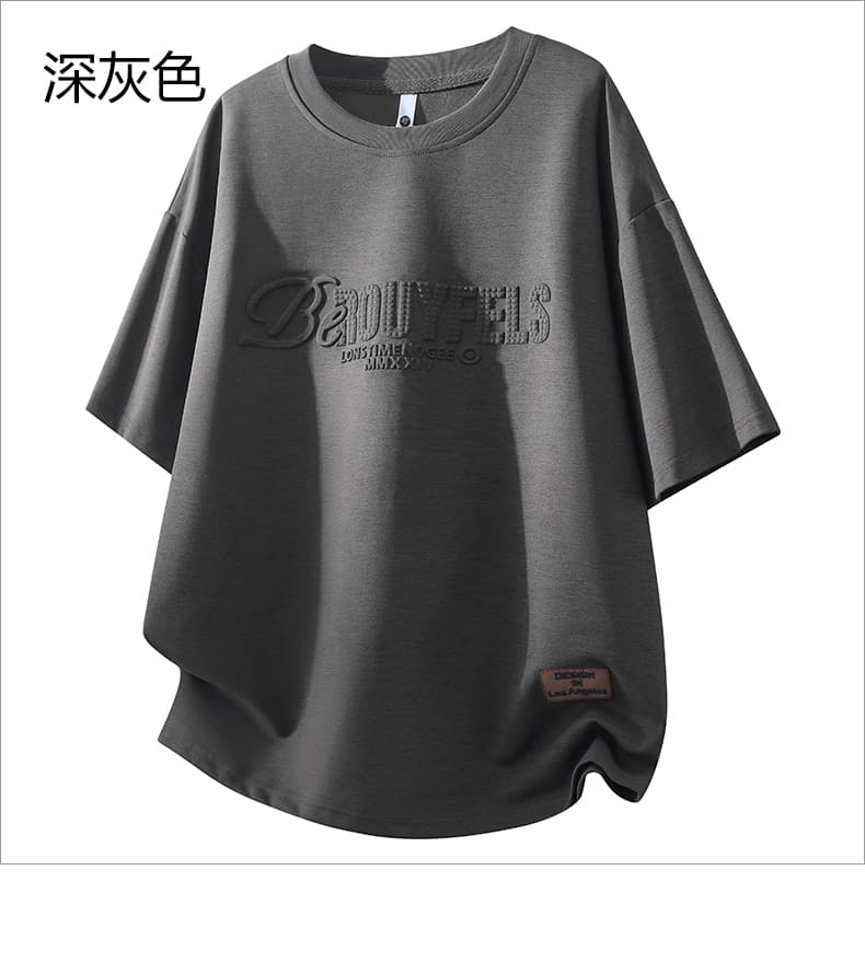 새로운 아메리칸 부티크 3 차원 강철 인쇄 티셔츠 루즈핏 조수 브랜드 루즈핏 다용도 청소년 반팔 티셔츠 상세 이미지 11