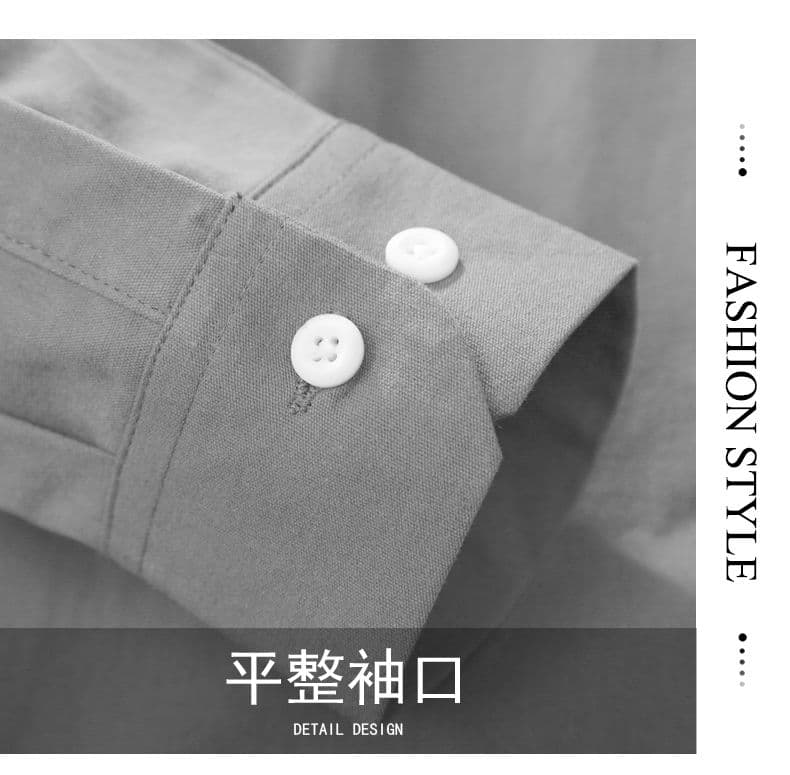 높은 품질 순면 일본식 워시 물 레트로 남자 루즈핏 셔츠 트렌드 긴팔 셔츠 단색 미니멀리즘 다용도 캐주얼 상세 이미지 3